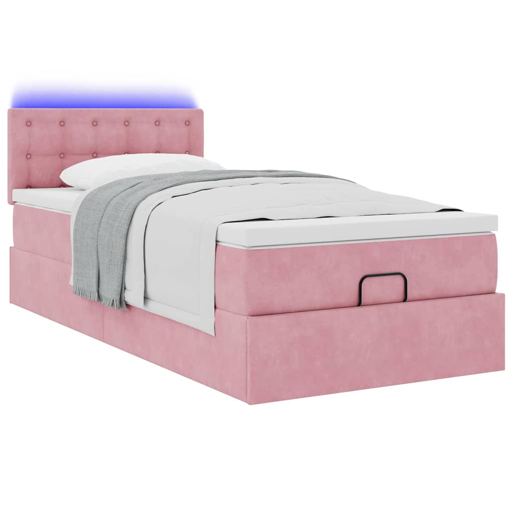 vidaXL Estructura cama otomana colchón terciopelo rosa 80x200cm