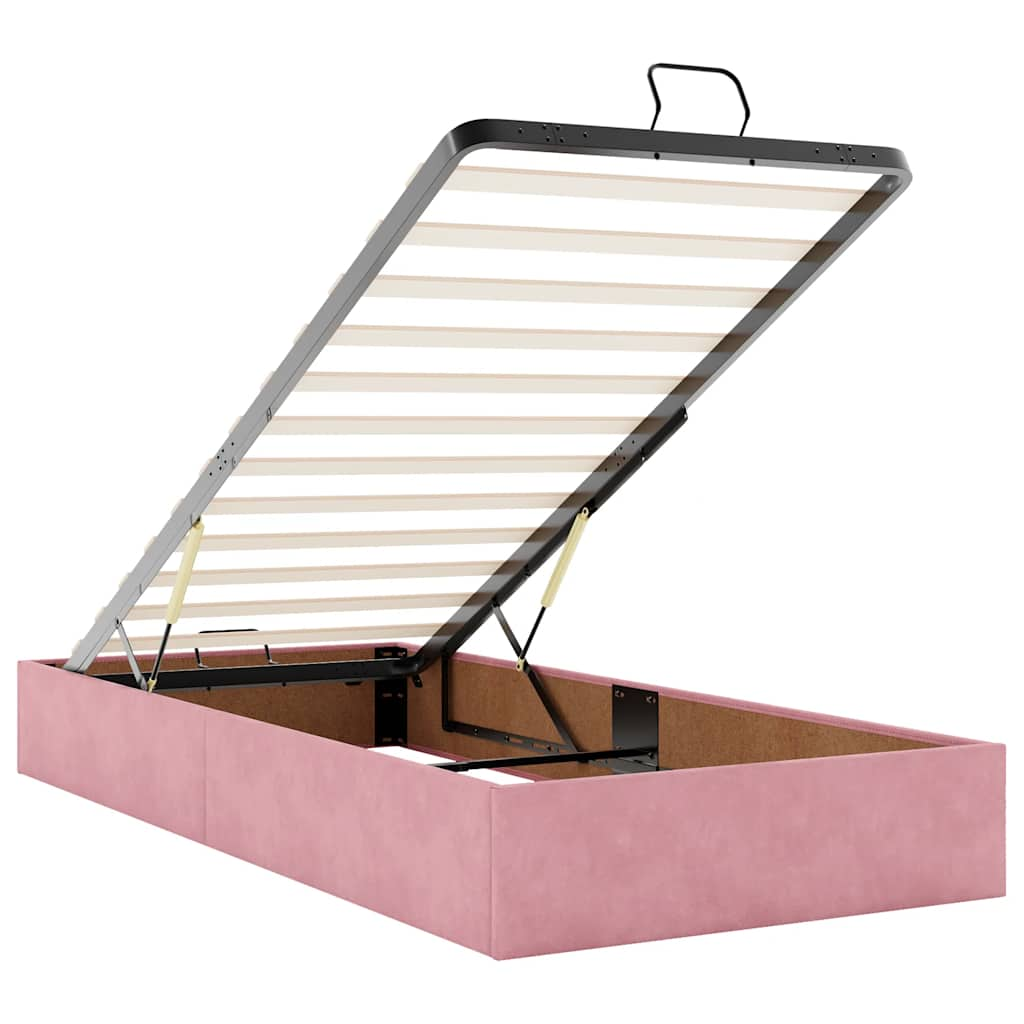 vidaXL Estructura cama otomana colchón terciopelo rosa 80x200cm