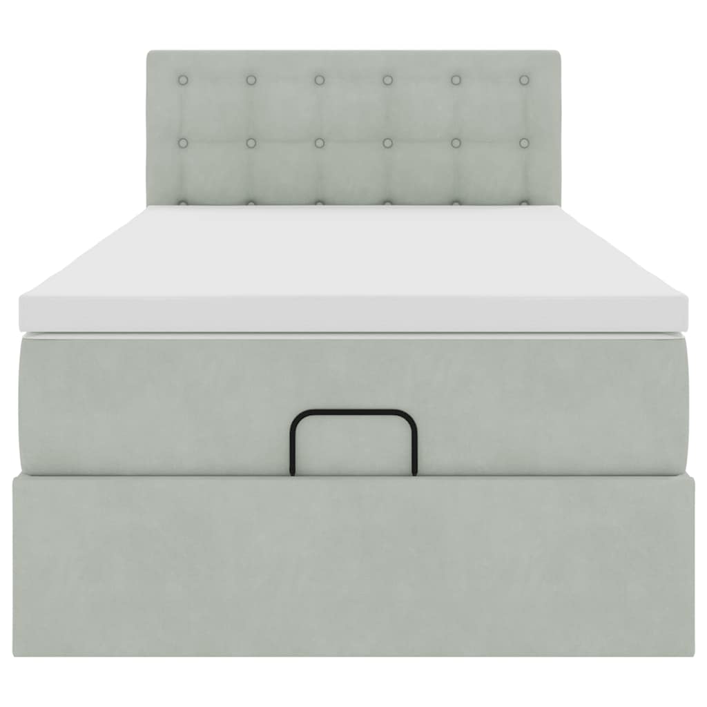 vidaXL Estructura cama otomana colchón terciopelo gris claro 90x190cm