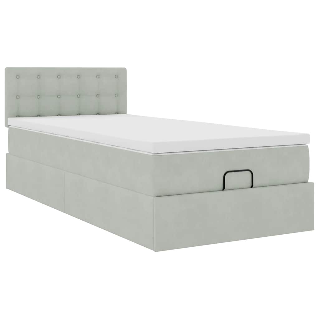 vidaXL Estructura cama otomana colchón terciopelo gris claro 90x190cm