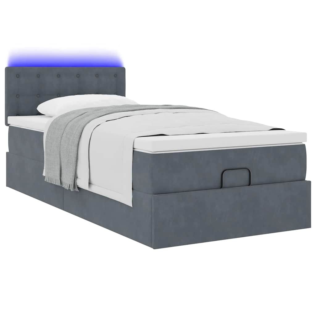 vidaXL Estructura cama otomana colchón terciopelo gris oscuro 90x190cm