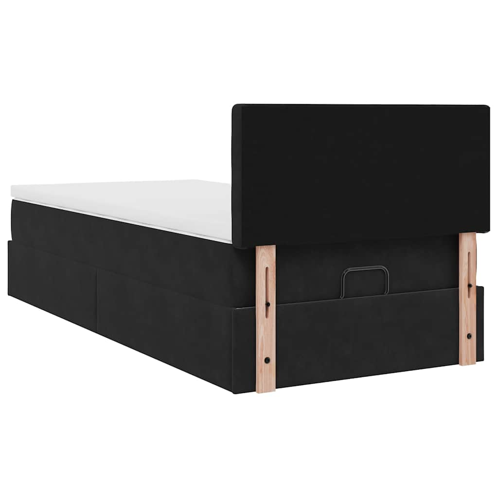 vidaXL Estructura cama otomana colchón terciopelo negra 90x190 cm