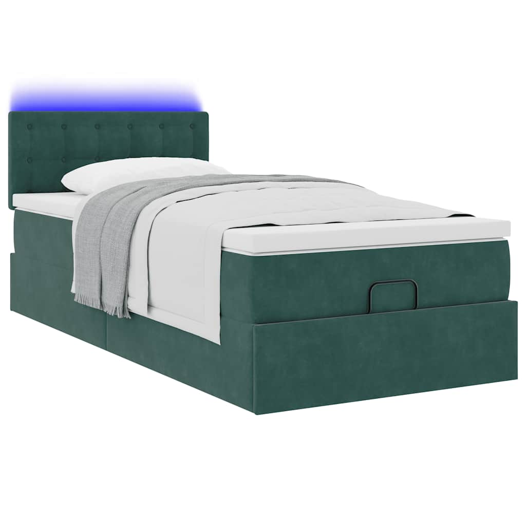 vidaXL Estructura de cama otomana colchón terciopelo verde oscuro