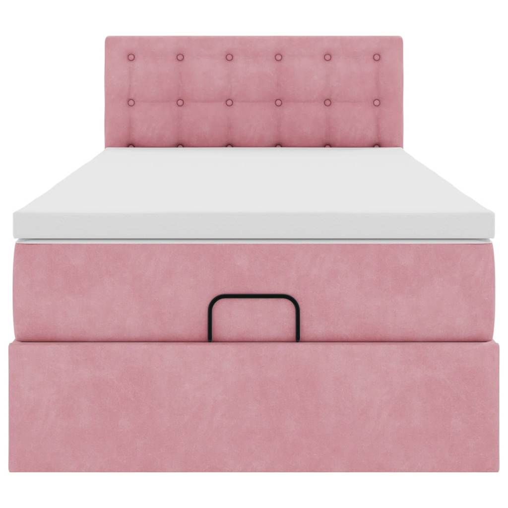 vidaXL Estructura cama otomana con colchón terciopelo rosa 90x190cm