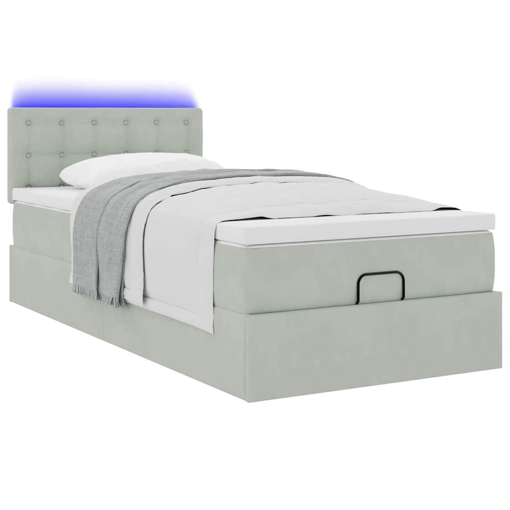 vidaXL Estructura cama otomana colchón terciopelo gris claro 90x200cm