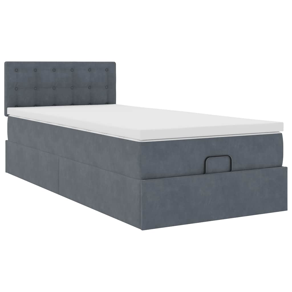 vidaXL Estructura cama otomana colchón terciopelo gris oscuro