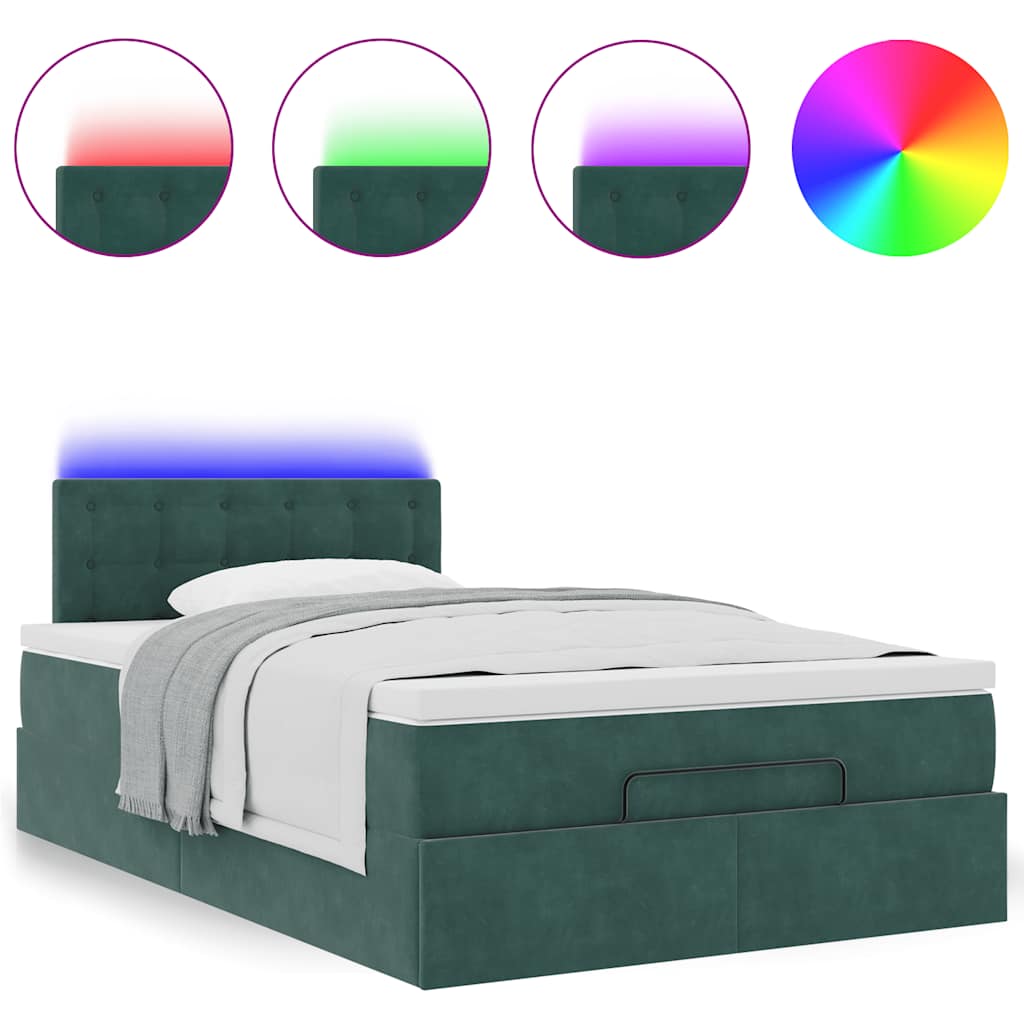 vidaXL Estructura de cama otomana colchón terciopelo verde oscuro