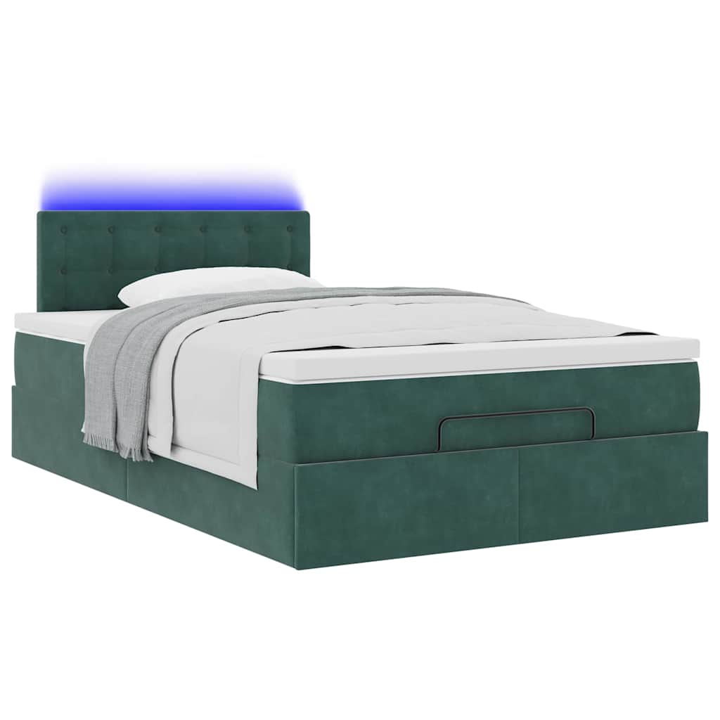 vidaXL Estructura de cama otomana colchón terciopelo verde oscuro