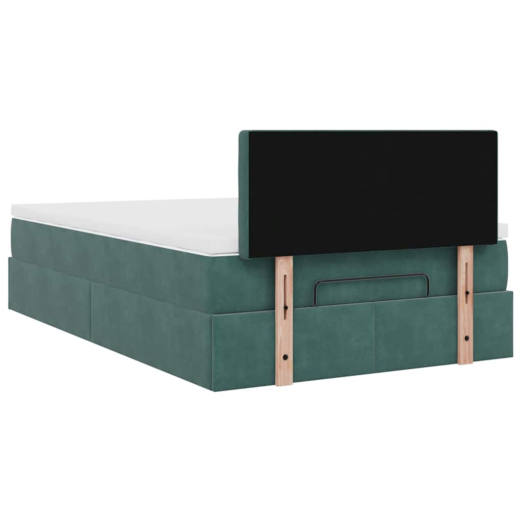 vidaXL Estructura de cama otomana colchón terciopelo verde oscuro