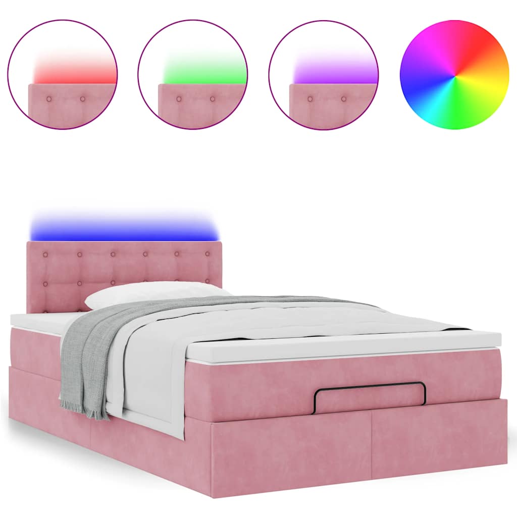 vidaXL Estructura cama otomana con colchón terciopelo rosa 120x190 cm