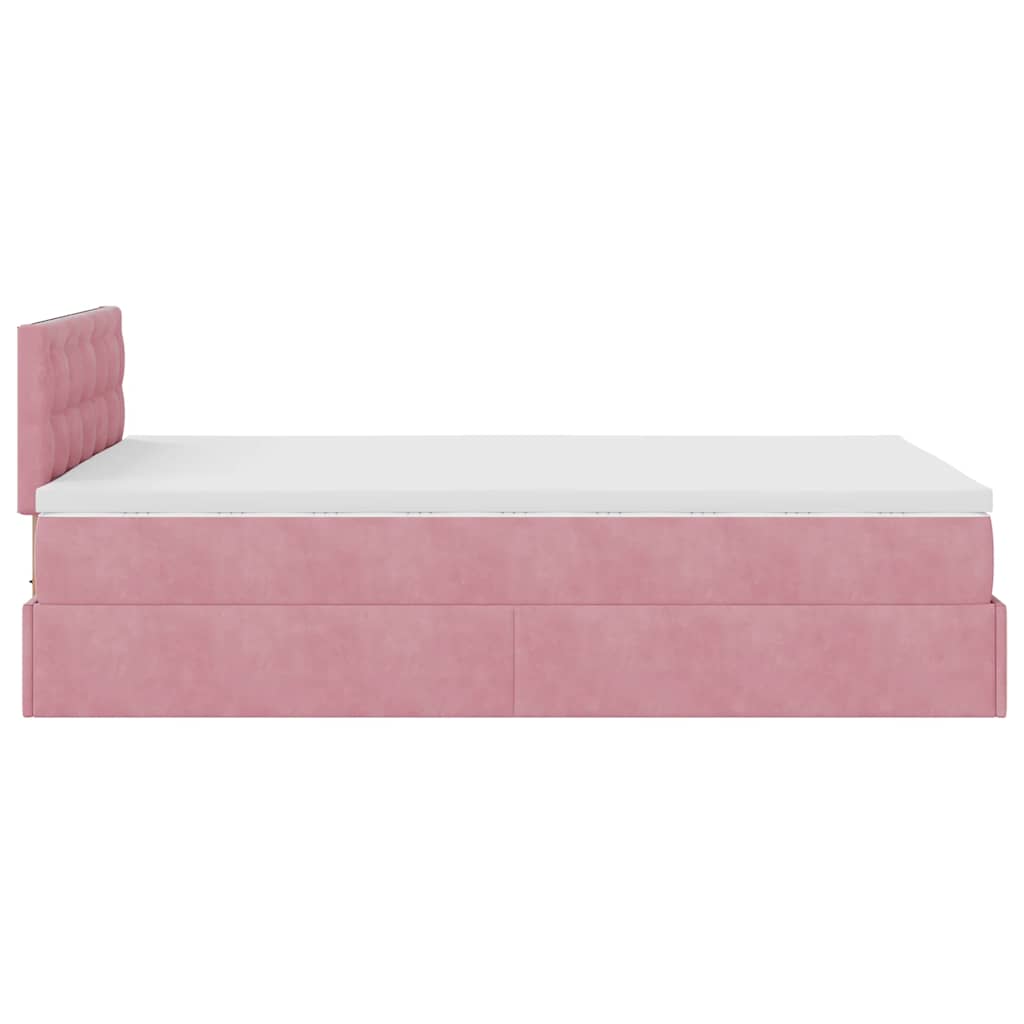 vidaXL Estructura cama otomana con colchón terciopelo rosa 120x190 cm