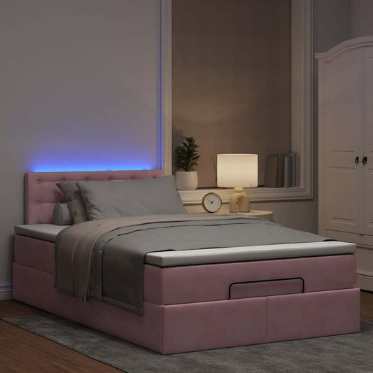 vidaXL Estructura cama otomana con colchón terciopelo rosa 120x190 cm