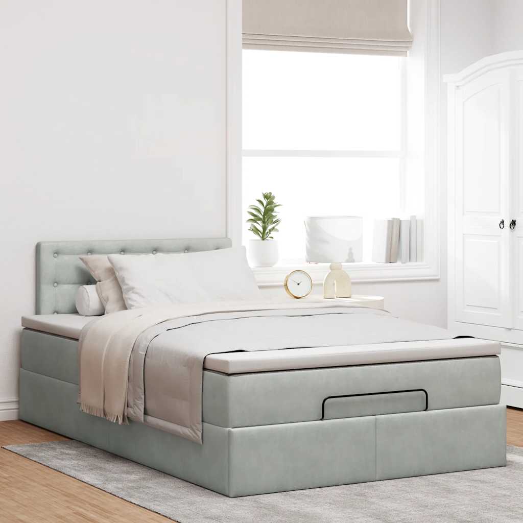 vidaXL Estructura cama otomana colchón terciopelo gris claro 120x200cm