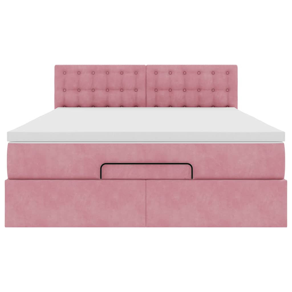 vidaXL Estructura cama otomana colchón terciopelo rosa 140x200cm