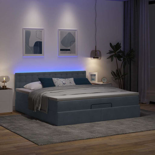 vidaXL Estructura de cama otomana con colchón gris oscuro 180x200cm