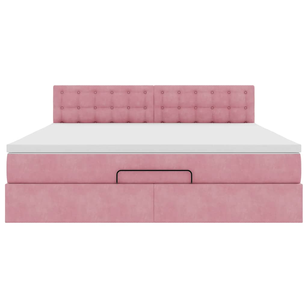 vidaXL Estructura cama otomana con colchón terciopelo rosa 180x200 cm