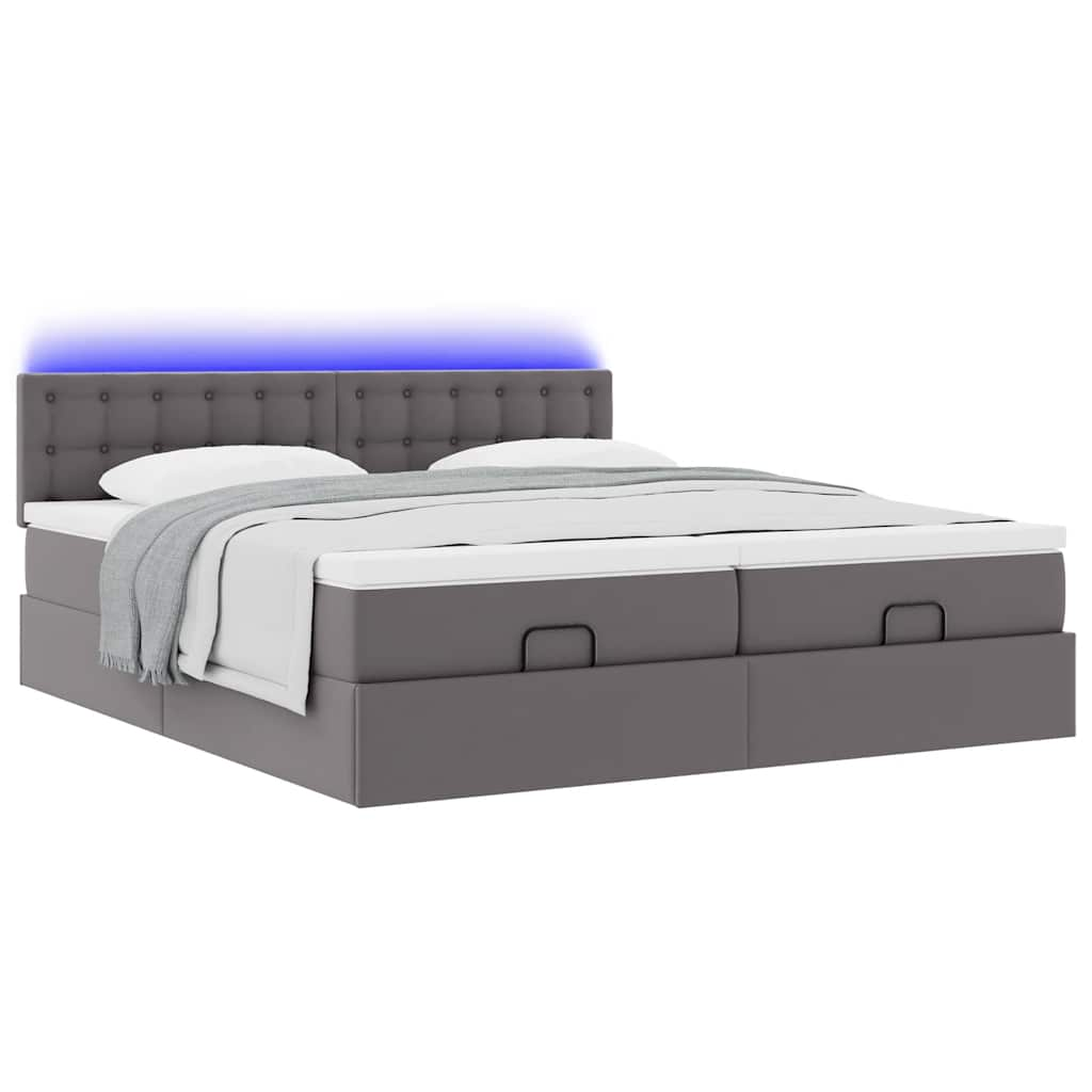 vidaXL Estructura de cama otomana con colchones cuero sintético gris