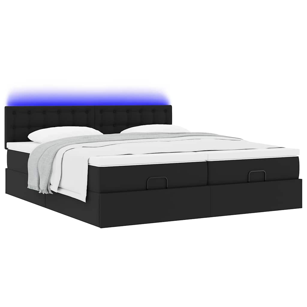 vidaXL Estructura de cama otomana con colchones cuero sintético negro