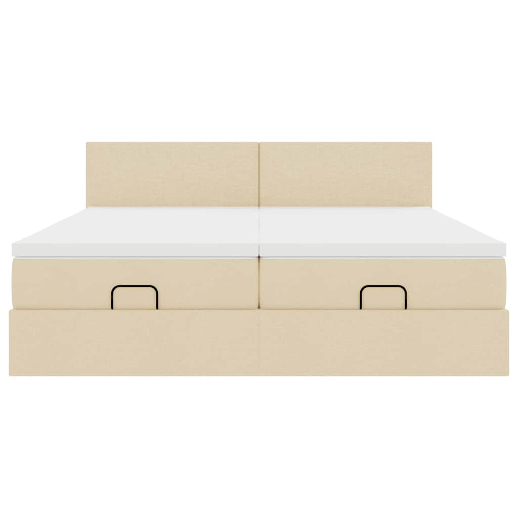 vidaXL Estructura de cama otomana con colchones tela crema 200x200cm