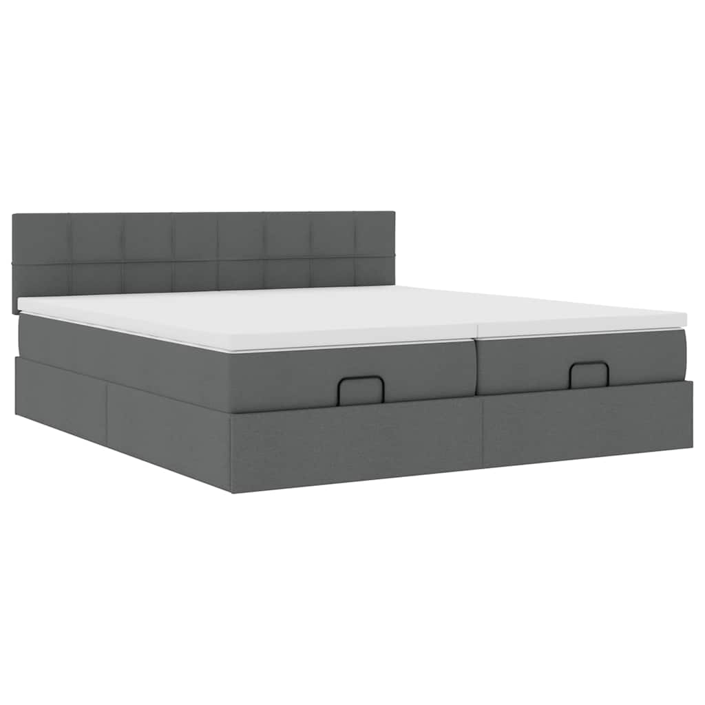 vidaXL Estructura cama otomana colchones tela gris oscuro 200x200cm