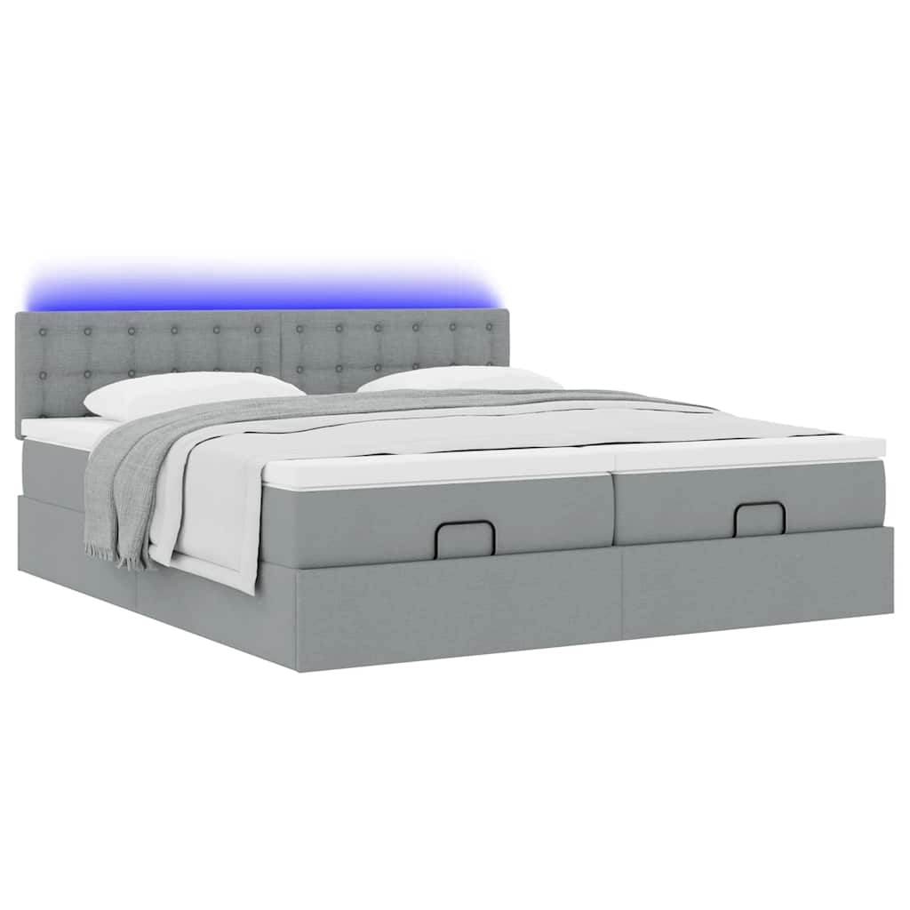 vidaXL Estructura de cama otomana colchones tela gris claro 200x200cm