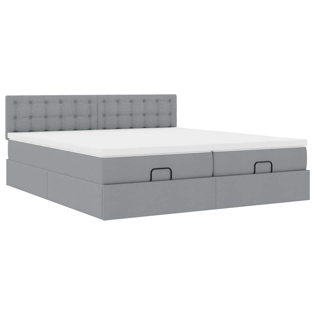 vidaXL Estructura de cama otomana colchones tela gris claro 200x200cm