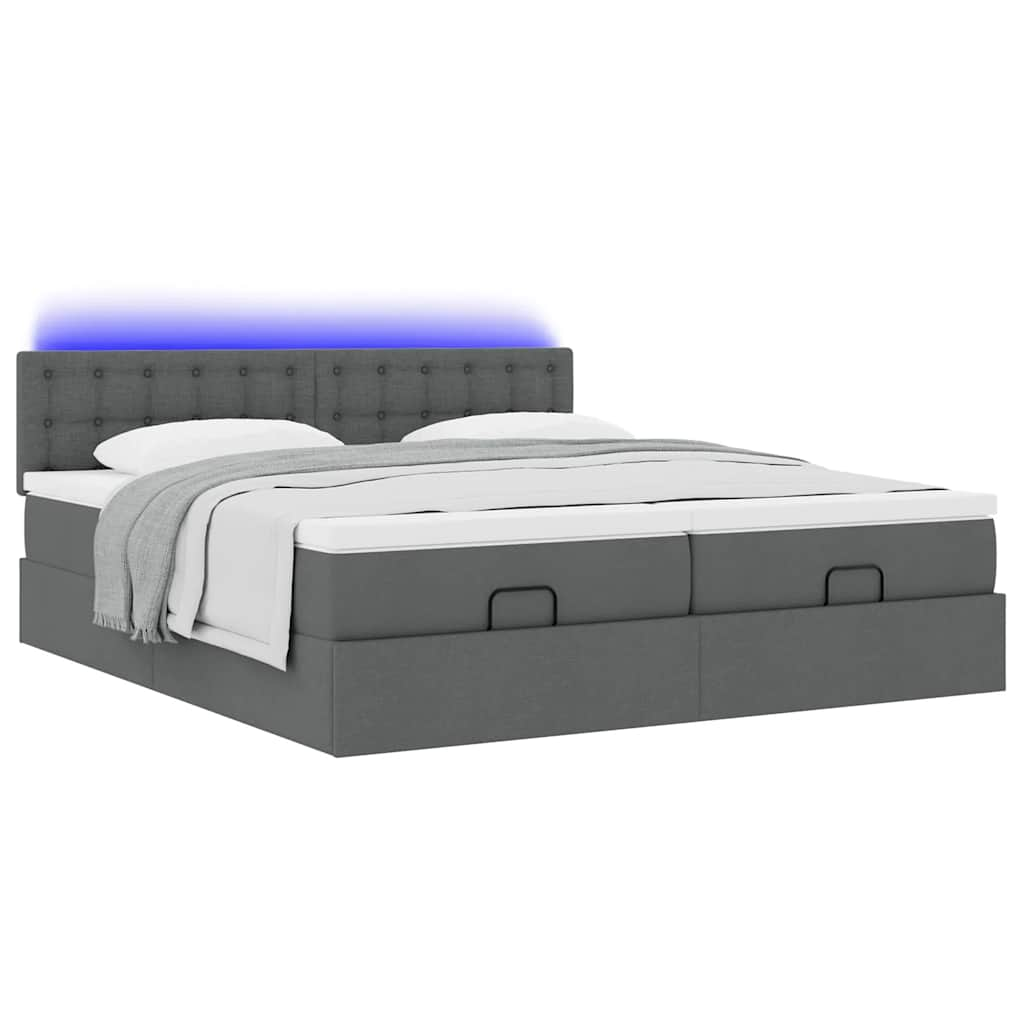 vidaXL Estructura cama otomana colchones tela gris oscuro 200x200cm