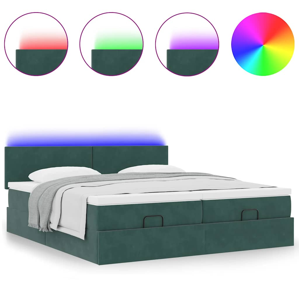 vidaXL Estructura de cama otomana colchones terciopelo verde oscuro