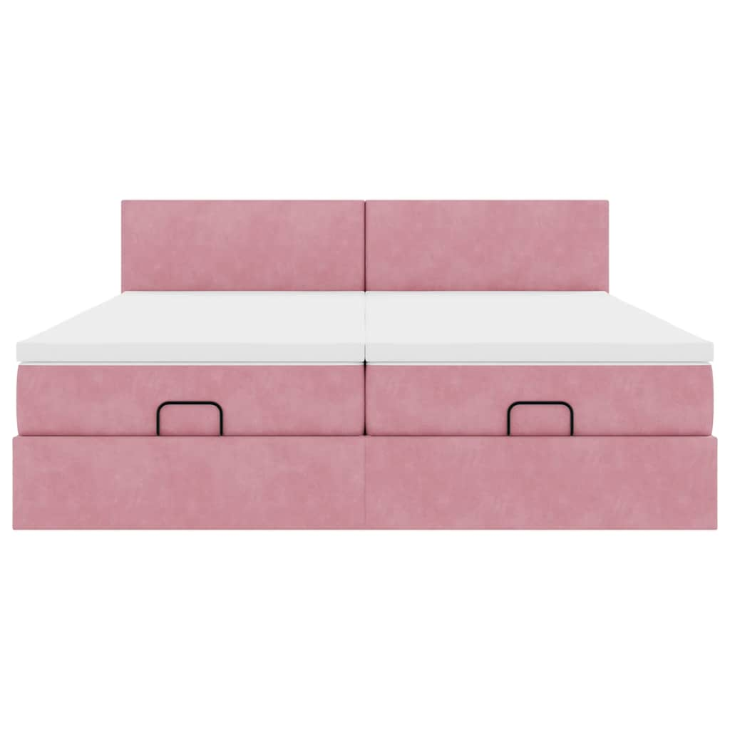 vidaXL Estructura de cama otomana colchones terciopelo rosa 160x200cm