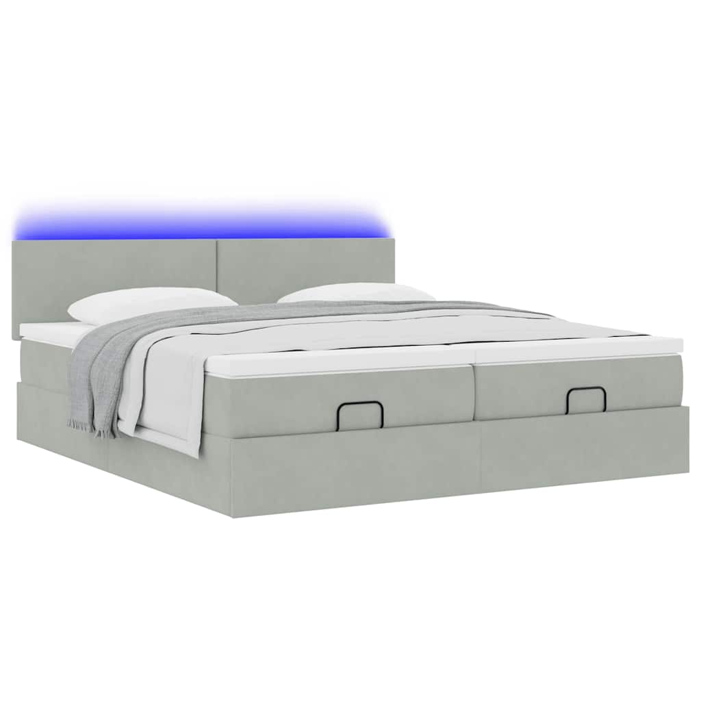 vidaXL Estructura cama otomana colchones terciopelo gris claro