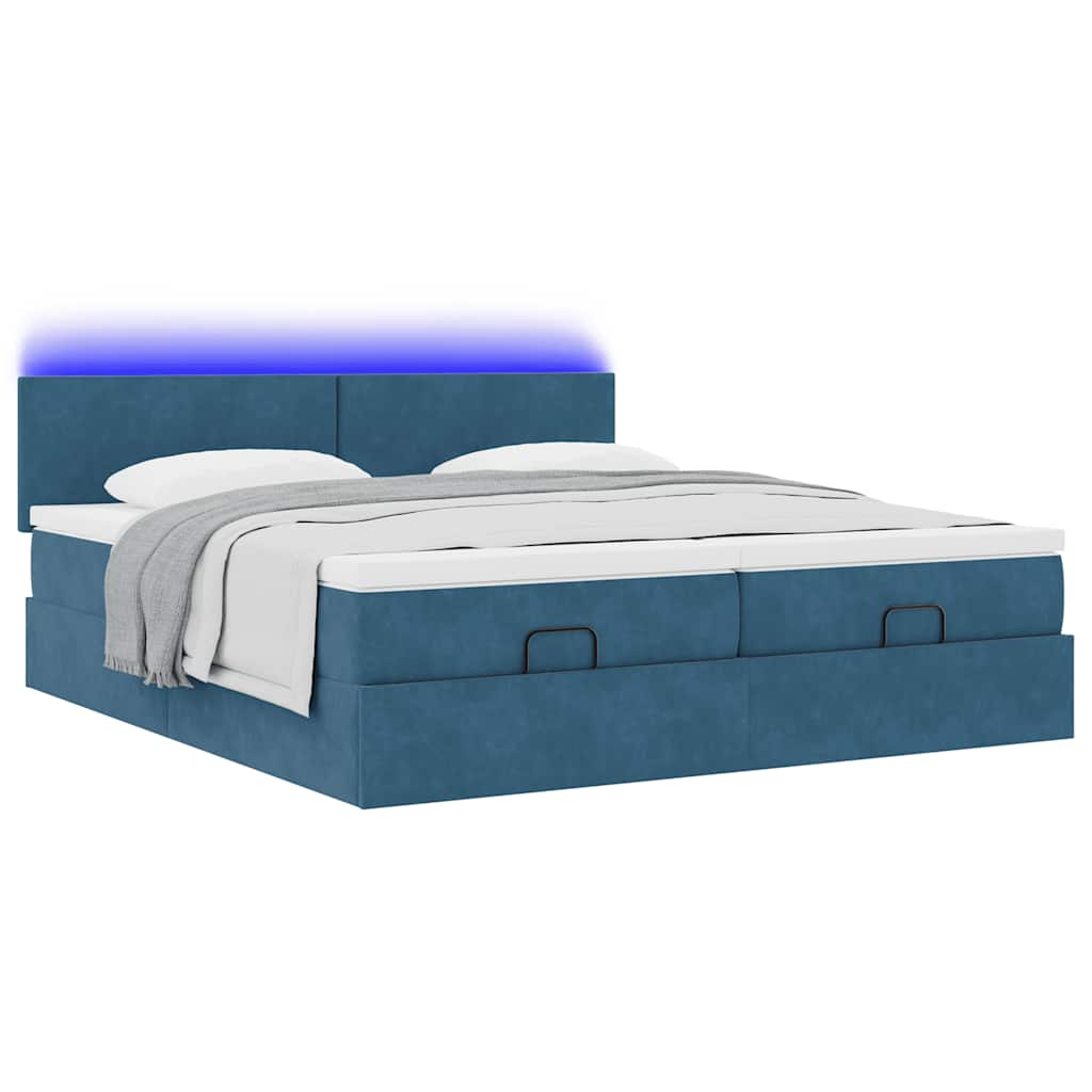 vidaXL Estructura de cama otomana colchones terciopelo azul oscuro