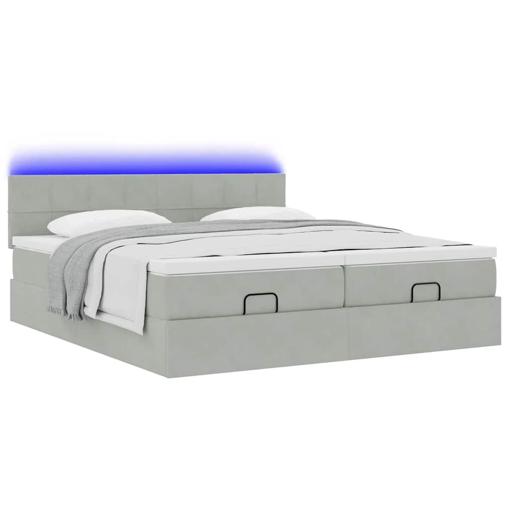 vidaXL Estructura de cama otomana colchones terciopelo gris claro