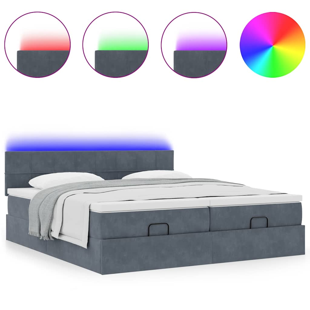 vidaXL Estructura cama otomana colchones terciopelo gris oscuro