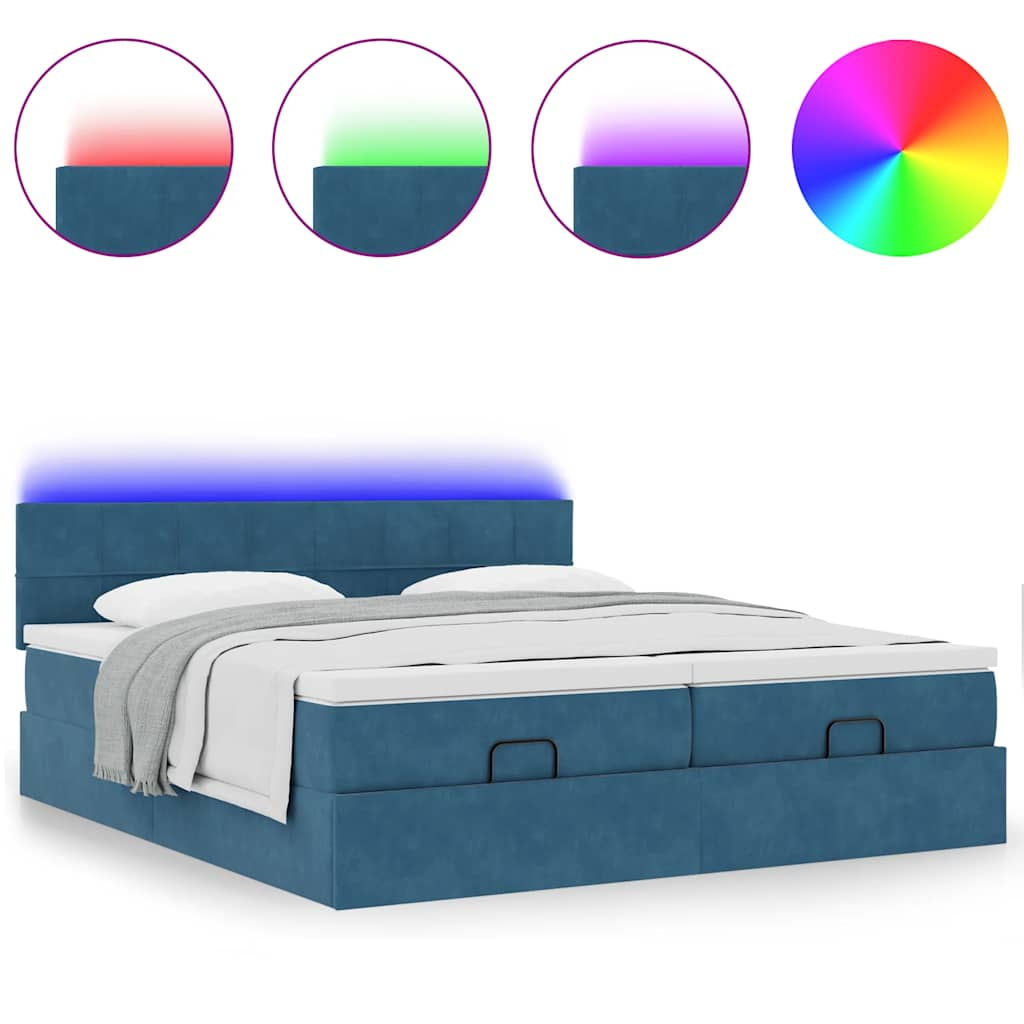 vidaXL Estructura de cama otomana colchones terciopelo azul oscuro