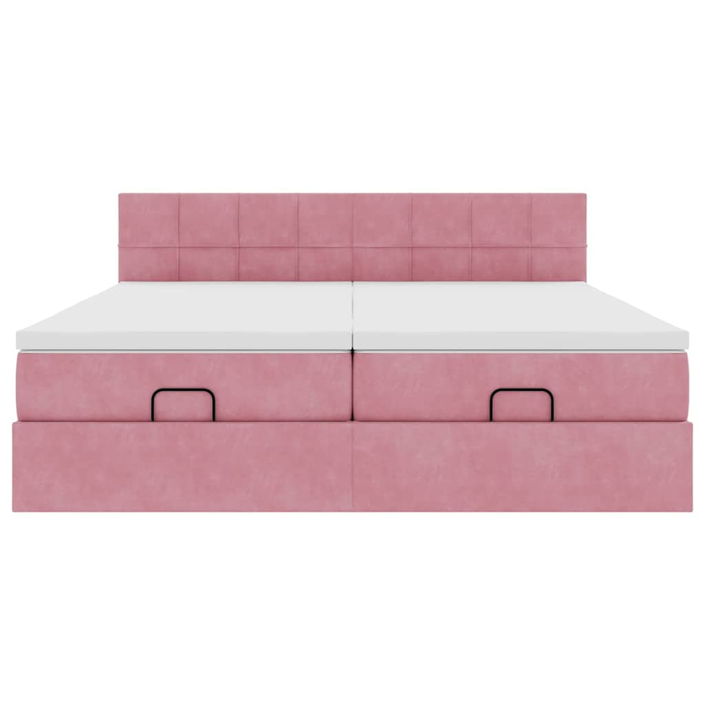 vidaXL Estructura de cama otomana colchones terciopelo rosa 160x200cm