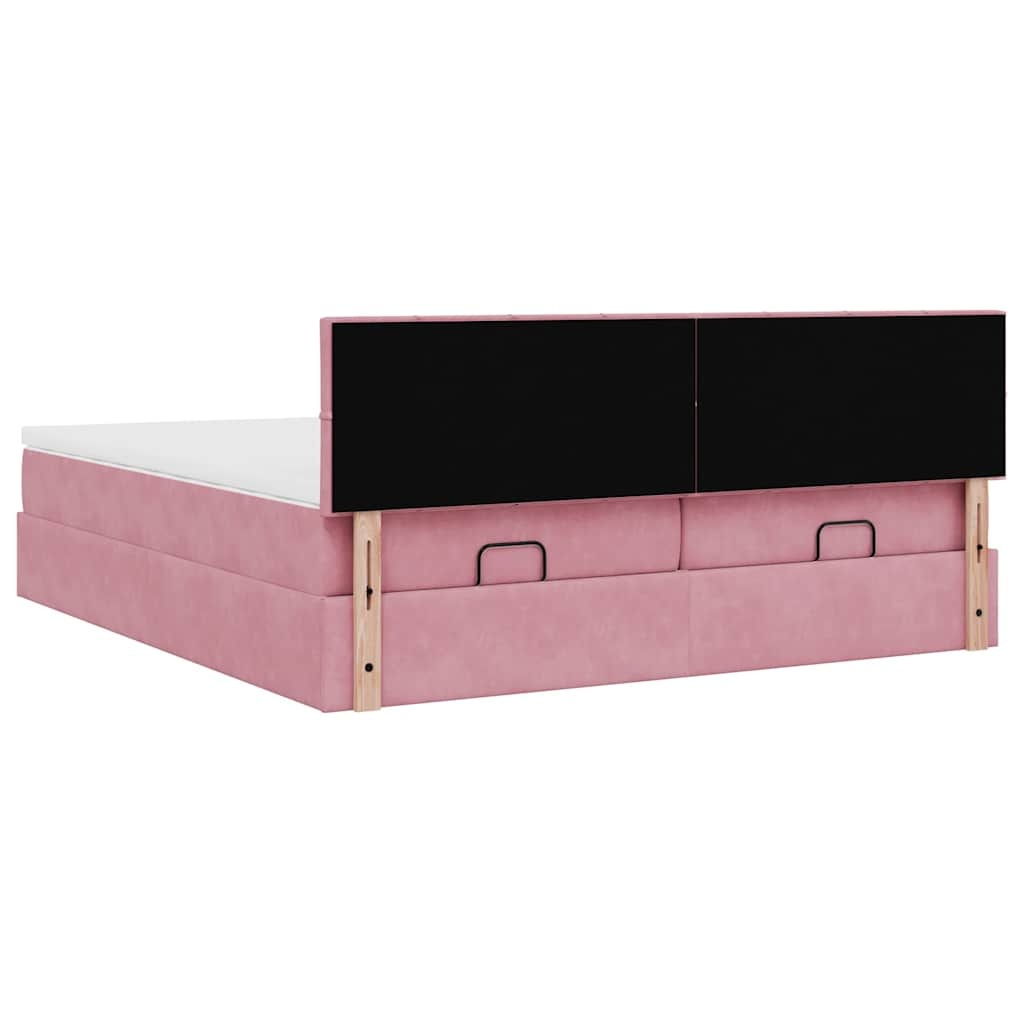 vidaXL Estructura de cama otomana colchones terciopelo rosa 160x200cm