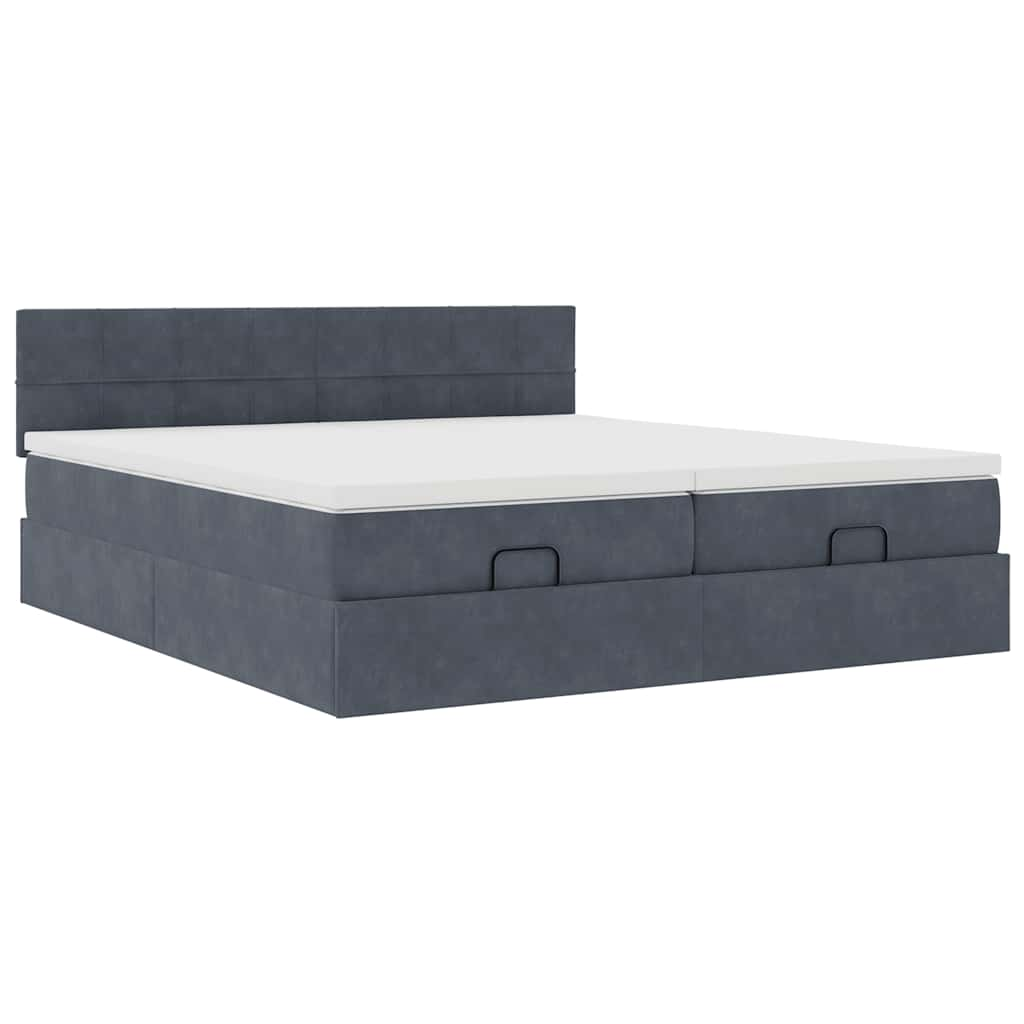 vidaXL Estructura cama otomana colchones terciopelo gris oscuro