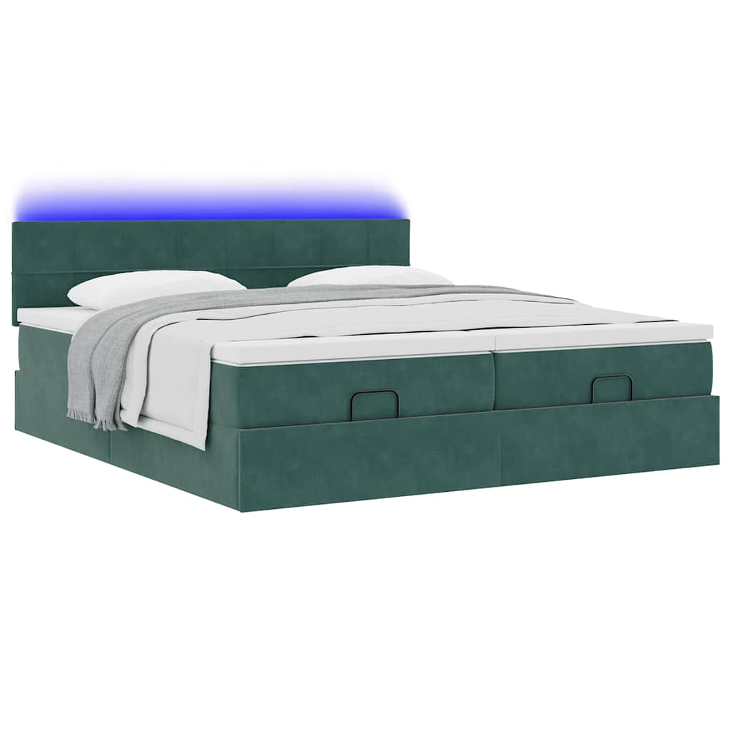 vidaXL Estructura de cama otomana colchones terciopelo verde oscuro