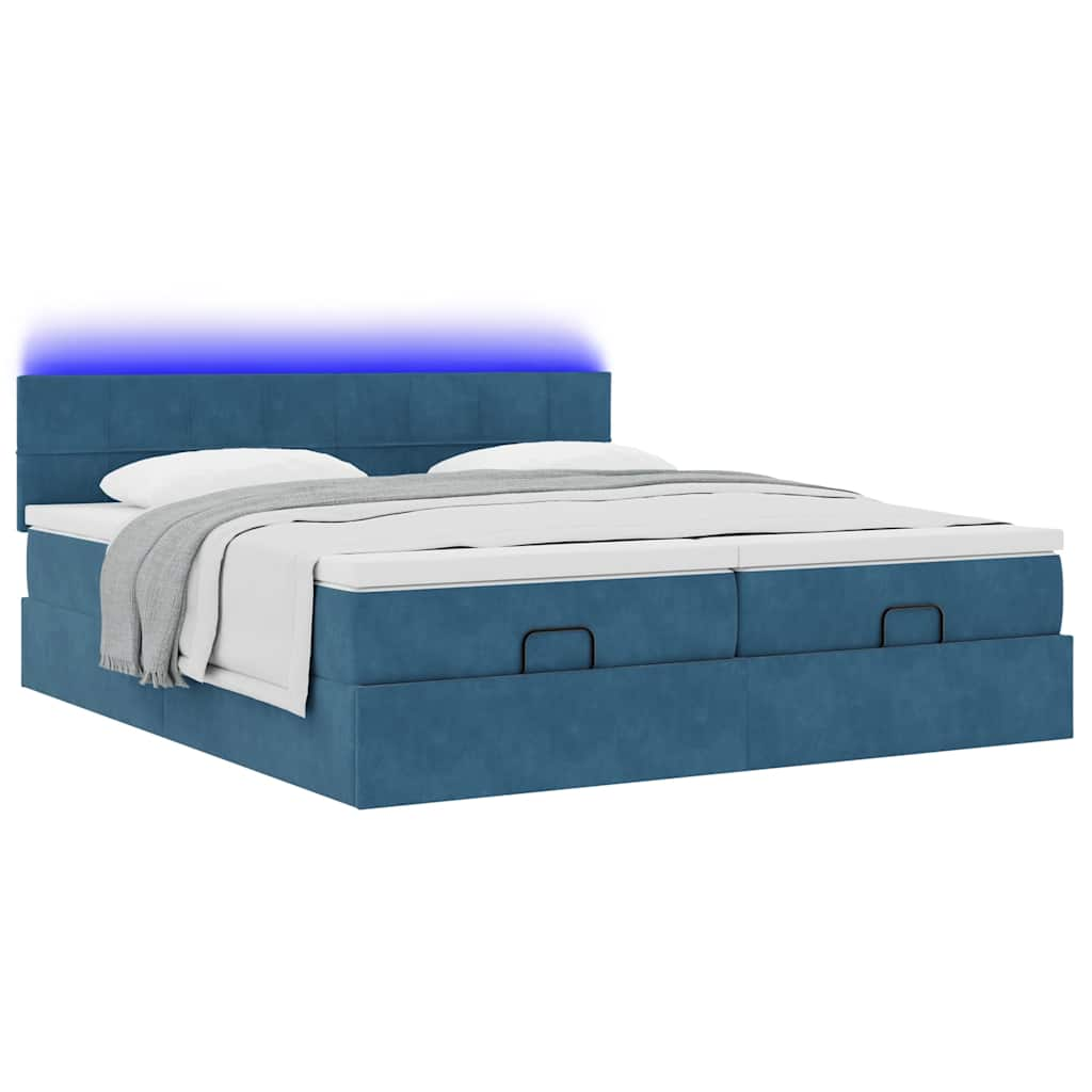 vidaXL Estructura de cama otomana colchones terciopelo azul oscuro