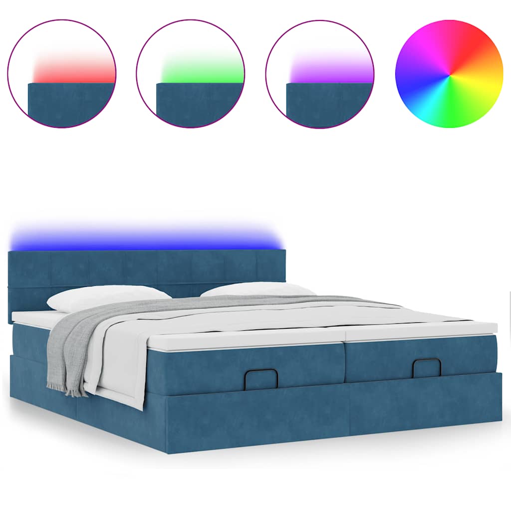 vidaXL Estructura de cama otomana colchones terciopelo azul oscuro