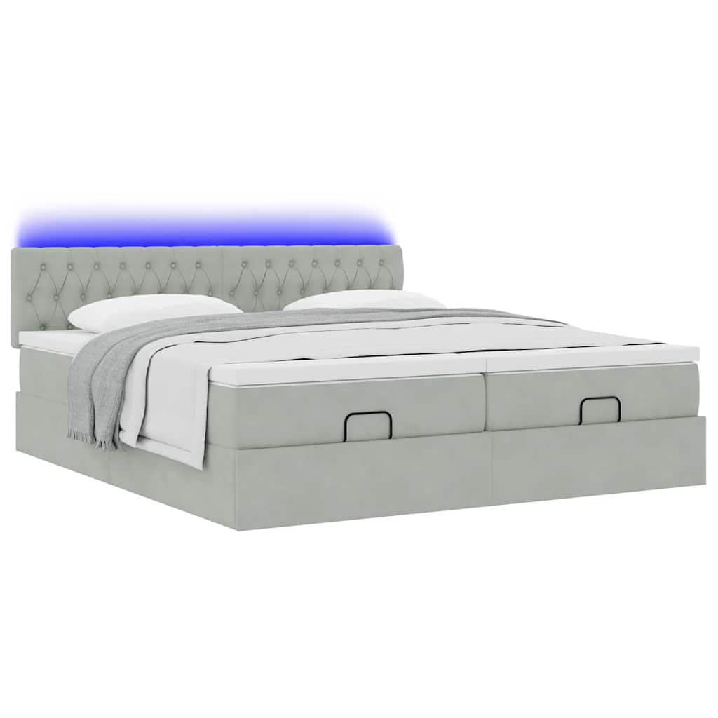 vidaXL Estructura de cama otomana colchones terciopelo gris claro