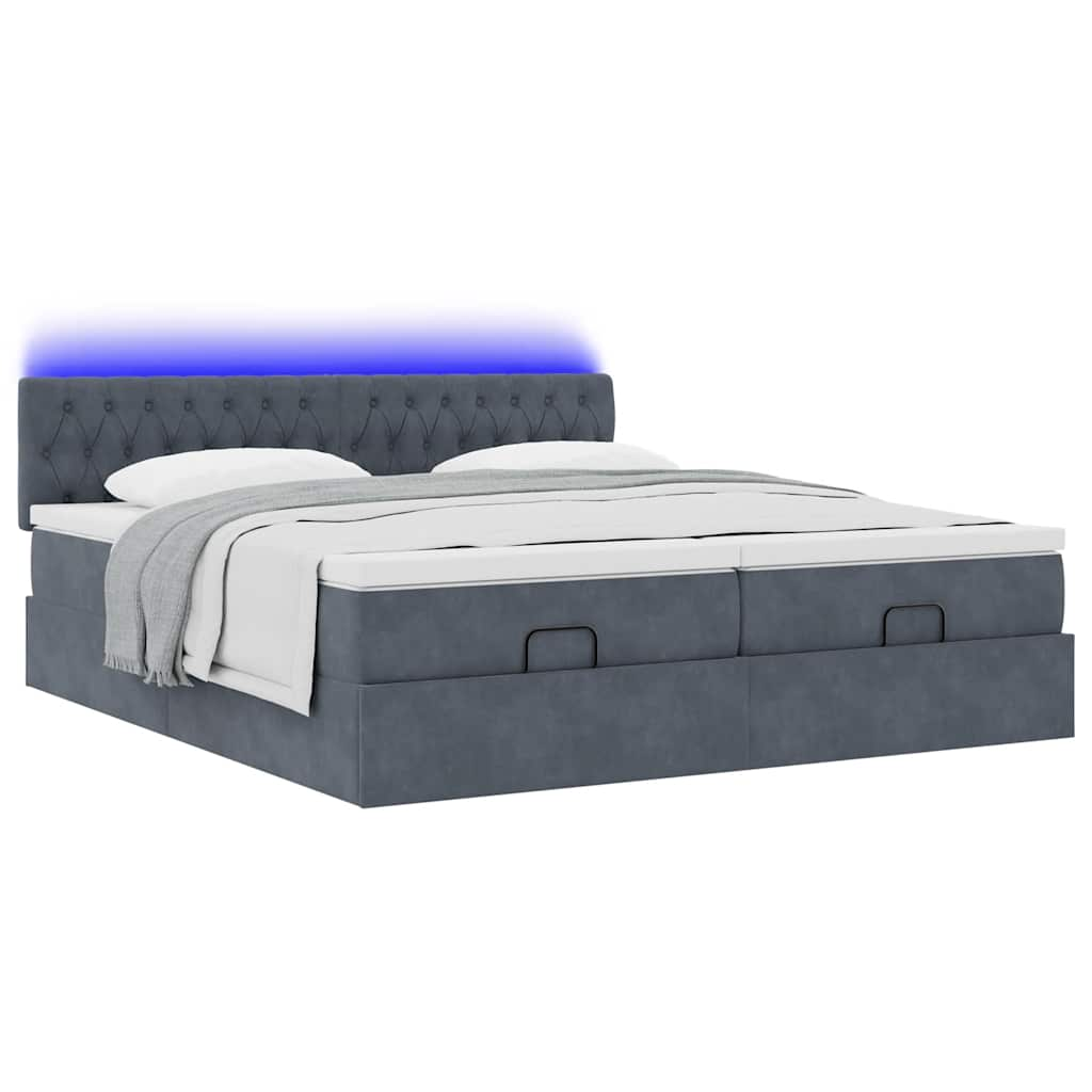 vidaXL Estructura cama otomana colchones terciopelo gris oscuro