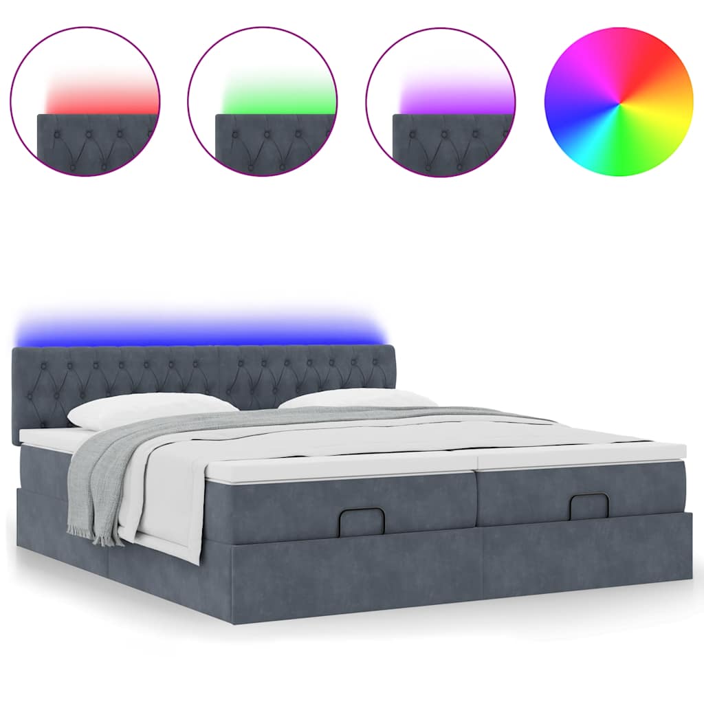 vidaXL Estructura cama otomana colchones terciopelo gris oscuro