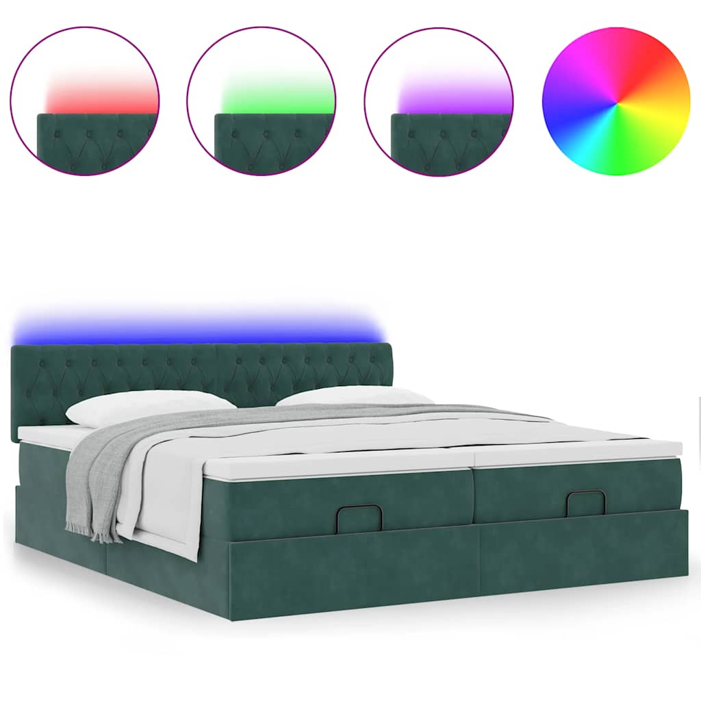 vidaXL Estructura de cama otomana colchones terciopelo verde oscuro