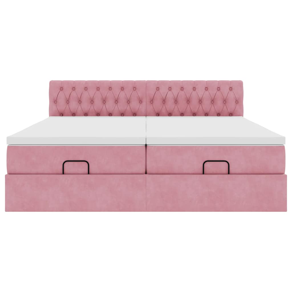 vidaXL Estructura de cama otomana colchones terciopelo rosa 180x200cm