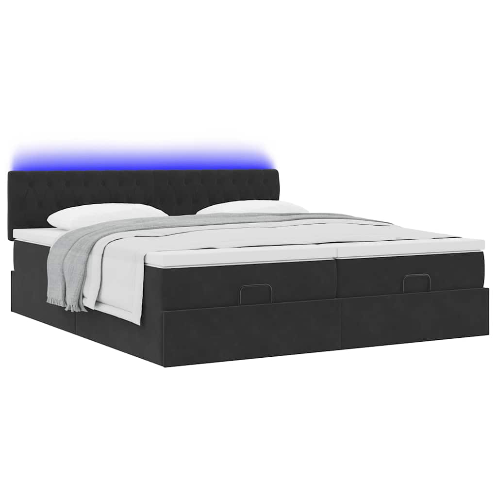 vidaXL Estructura de cama otomana colchones terciopelo negro 200x200cm