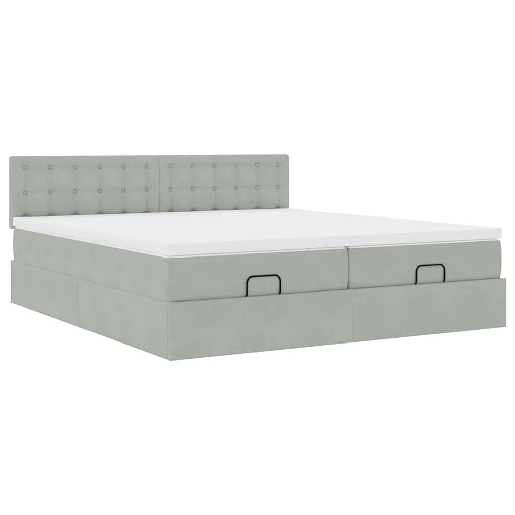 vidaXL Estructura cama otomana colchones terciopelo gris claro