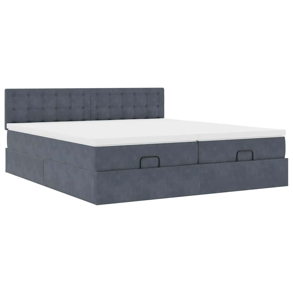 vidaXL Estructura cama otomana colchones terciopelo gris oscuro