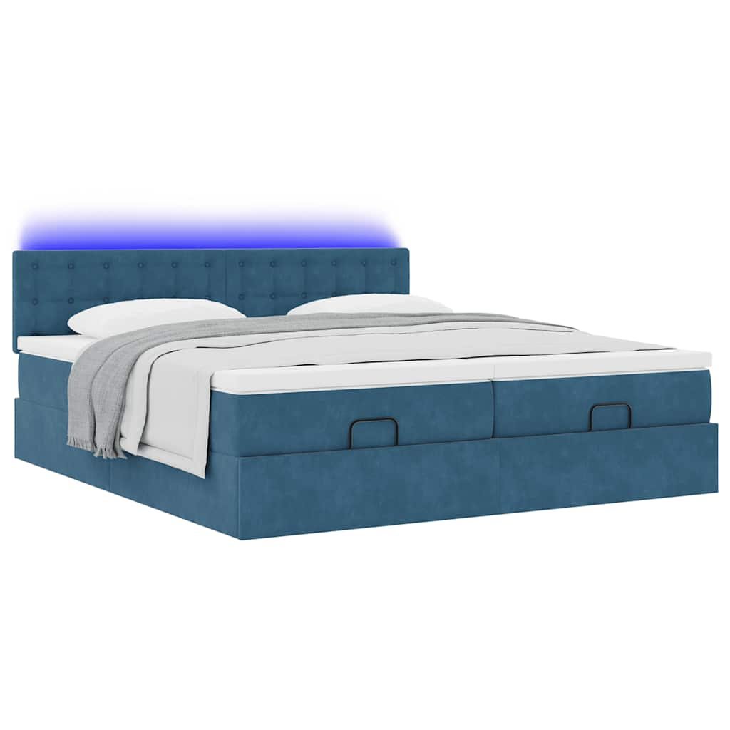 vidaXL Estructura de cama otomana colchones terciopelo azul oscuro