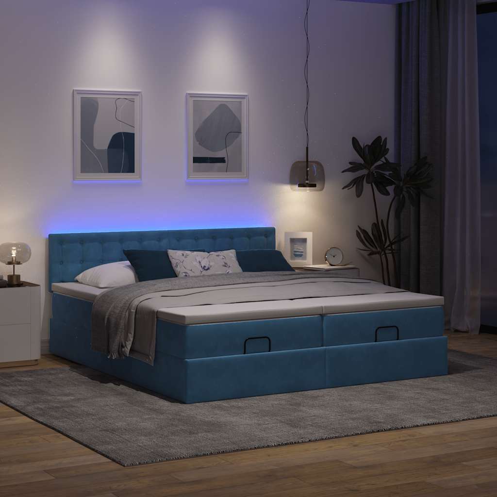 vidaXL Estructura de cama otomana colchones terciopelo azul oscuro